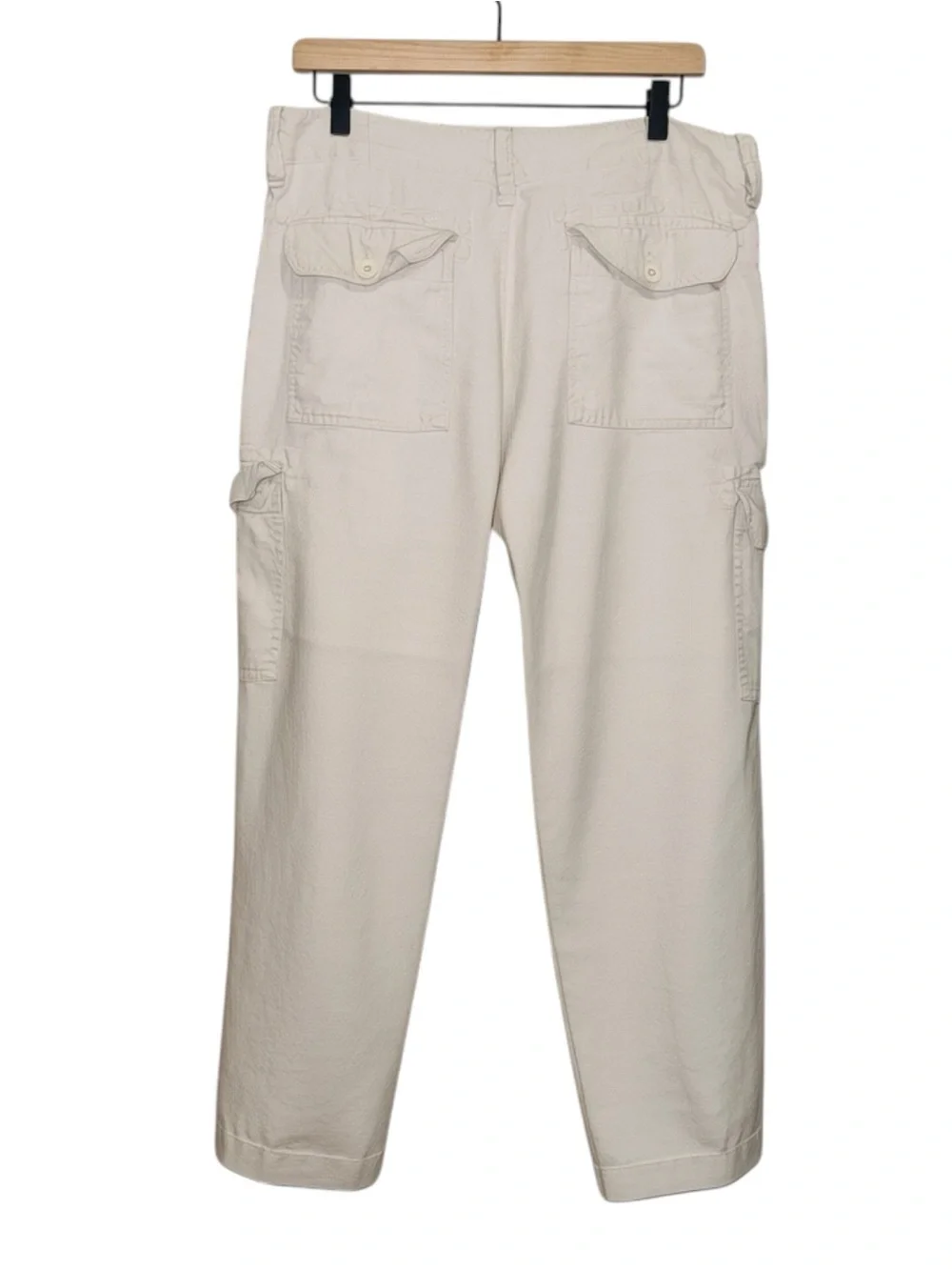 Banana Republic Linen Light Beige Cargo Button Fly Straight Leg Pants